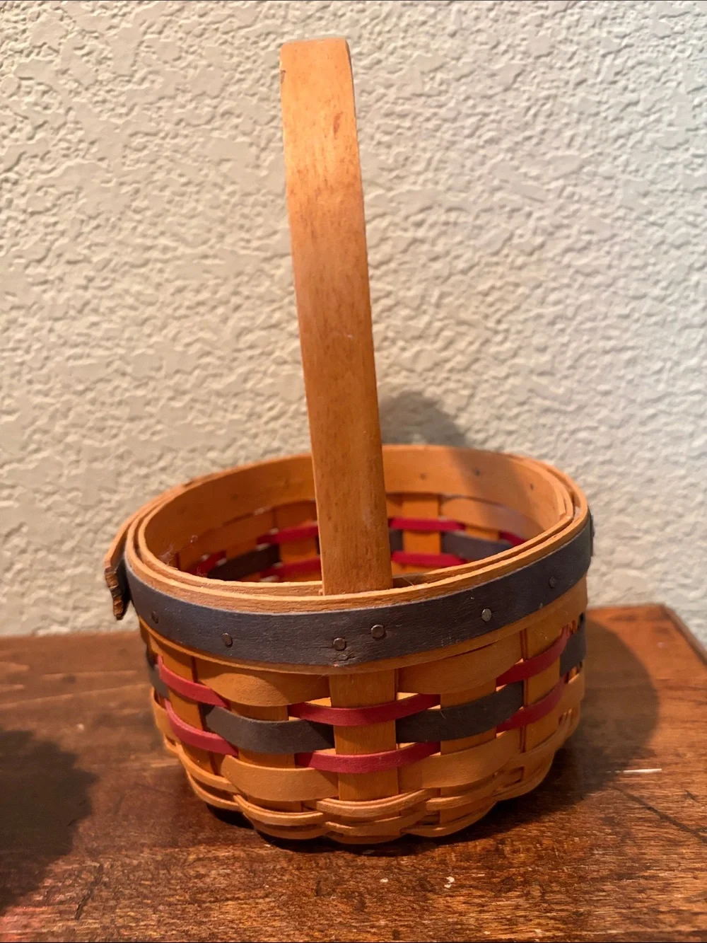 Longaberger Basket with Red & Blue Fabric Liner